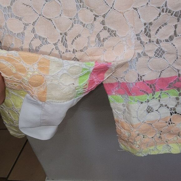 Ann Taylor Bright Striped Lace Sheath Dress Size 4 - Picture 5 of 8